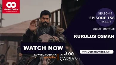 Character from Kurulus Osman dressed in traditional Ottoman attire, showcasing historical drama and intense emotion in the trailer for Episode 158.