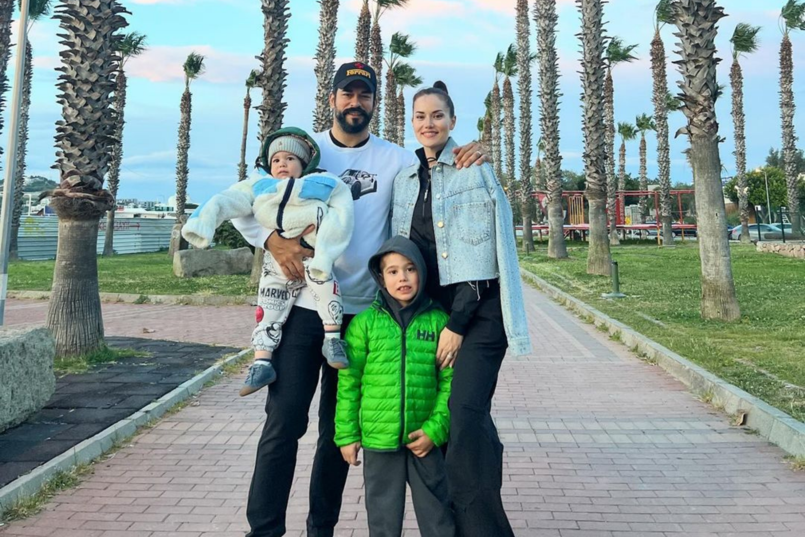 Who is beloved Turkish actor Burak Ozcivit? 6 Burak Ozcivit, Fahriye Evcen and their kids pose during a family day out