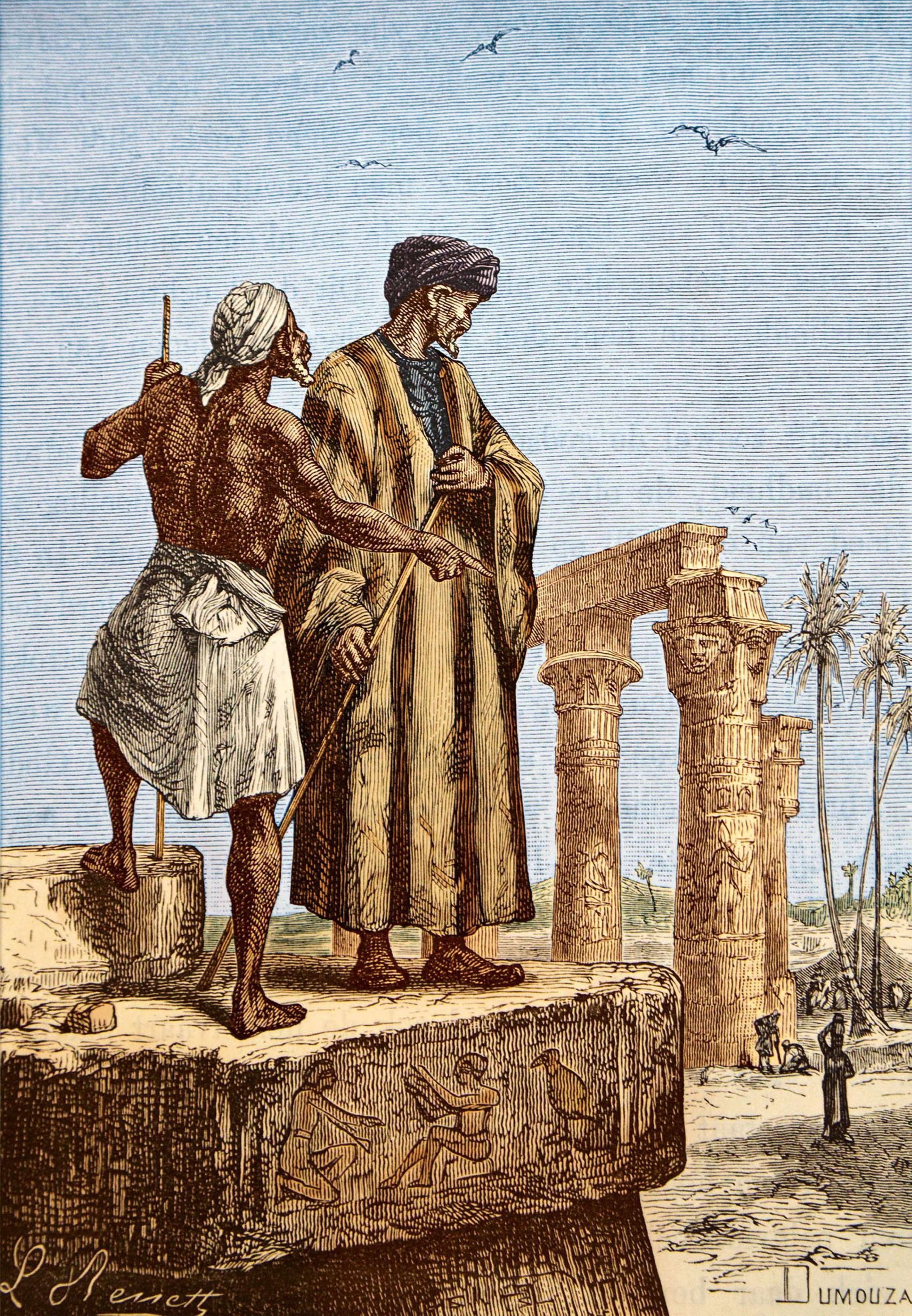 A depiction by Paul Dumouza from 19th century shows Ibn Battuta in Egypt. (Getty Images Photo)