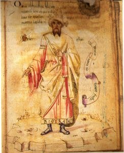 The alchemist Jabir ibn Hayyan, from a 15th century European portrait of Geber, Codici Ashburnhamiani 1166