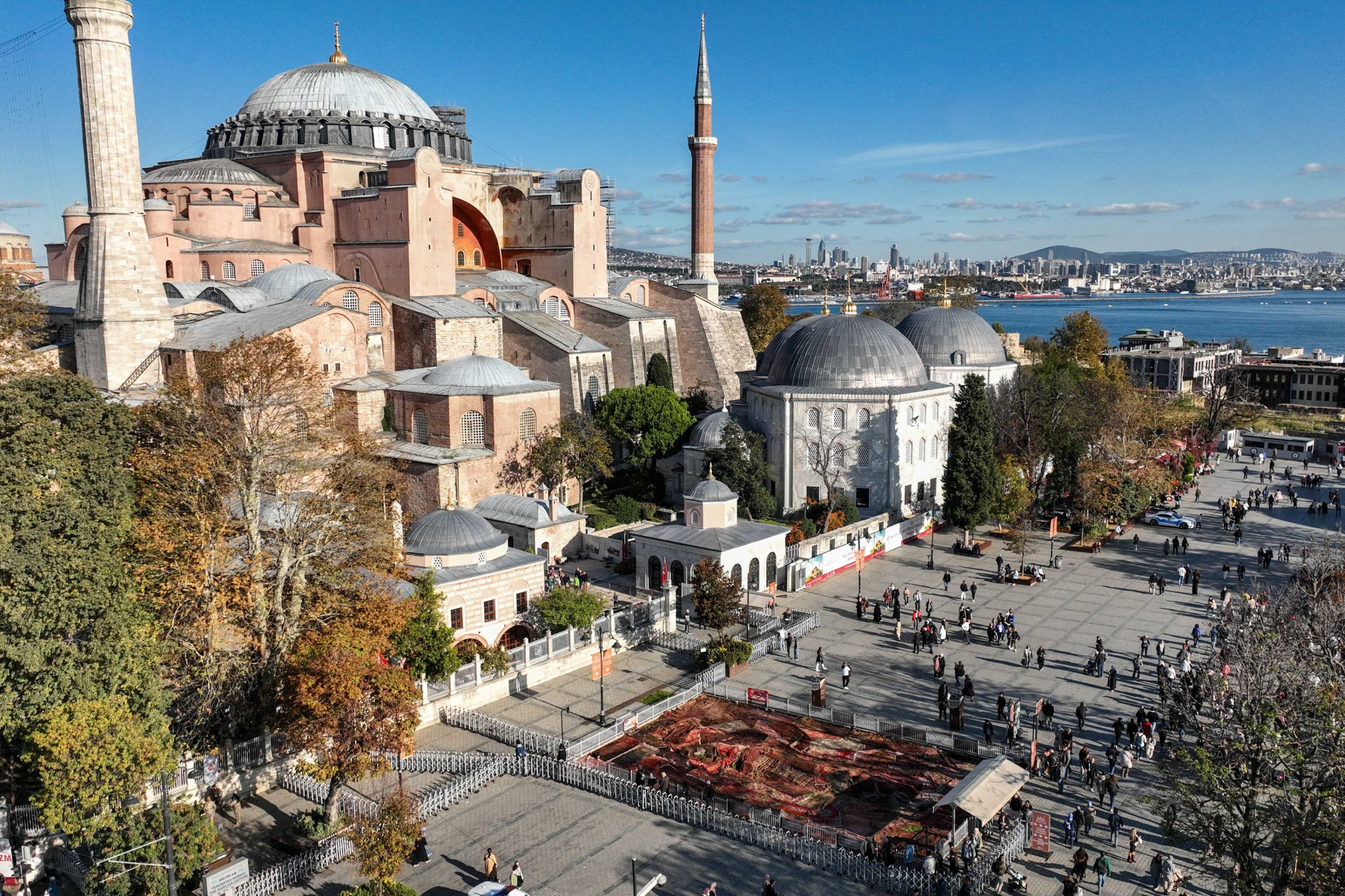 An aerial view of the