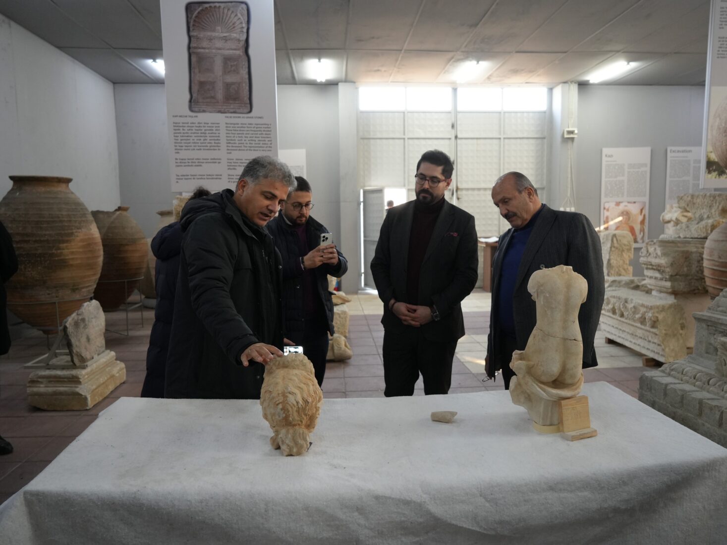 Aphrodite's lost statues revealed in Türkiye's Pompeiopolis 3 Two fragments of Aphrodite statues found during excavation work in the theatre area of Pompeiopolis Ancient City, founded as the Paflagonia Provincial Capital by the Romans in 64 B.C., Kastamonu, Türkiye, December 20, 2024. (IHA Photo)
